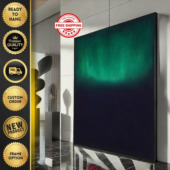 Rothko Style Blue And Green Canvas Wall Art Print Bold Abstract Living Room Decor Ready To Hang