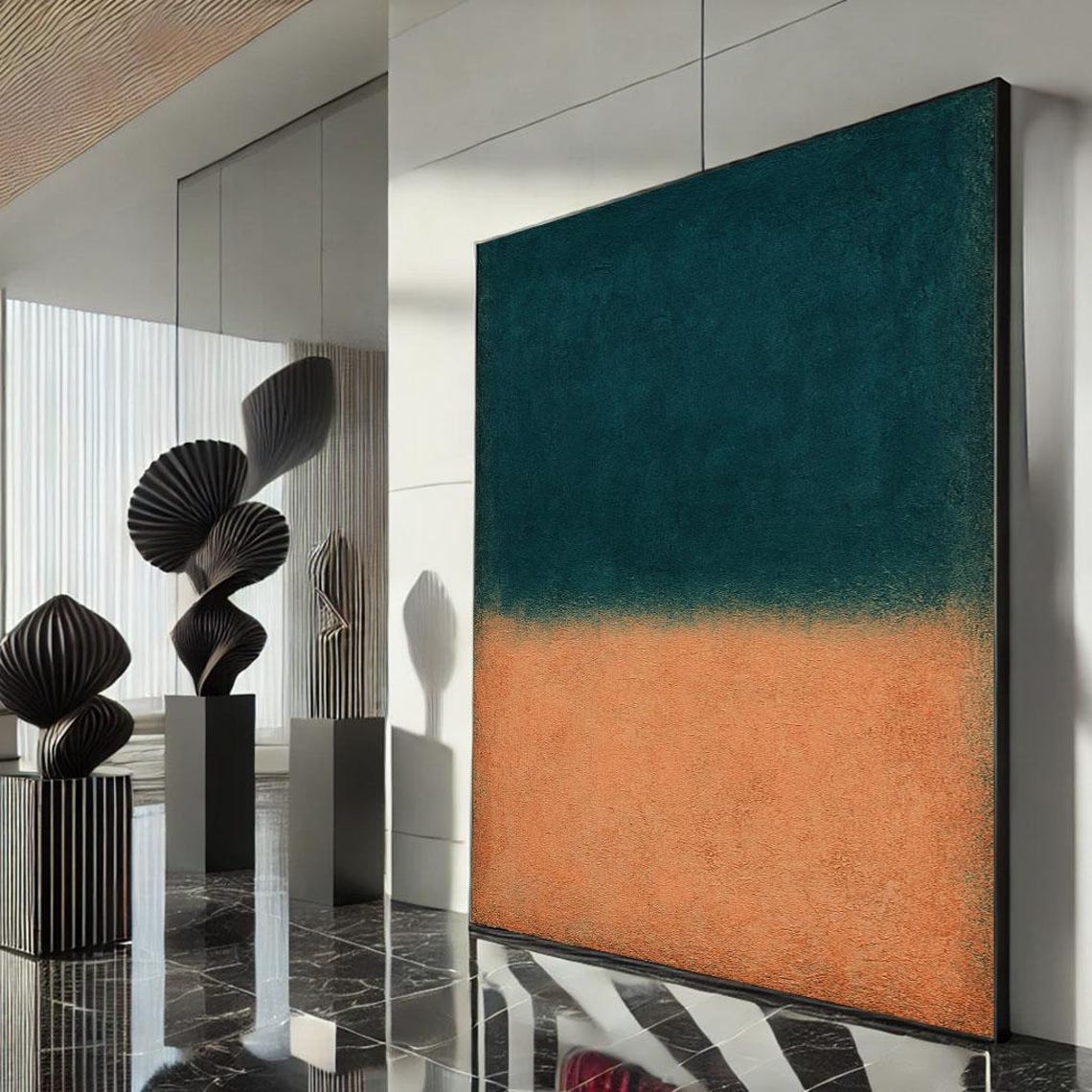 Teal Orange Color Field Rothko Style Abstract Painting Poster