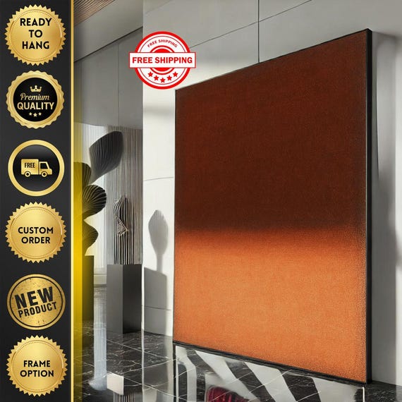 Mark Rothko Inspired Orange Canvas Bold Color Field Painting For Modern Living Room Decor Ready To Hang
