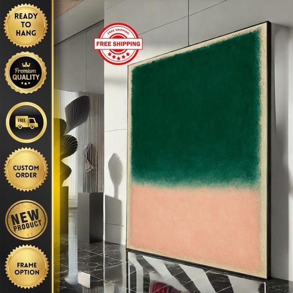 Mark Rothko Green And Peach Canvas Iconic Color Field Painting Reproduction For Bold Modern Interiors