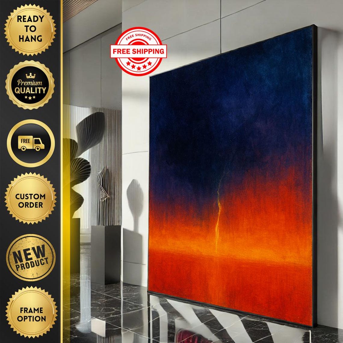 Rothko Style Blue And Orange Color Field Abstract Painting Poster