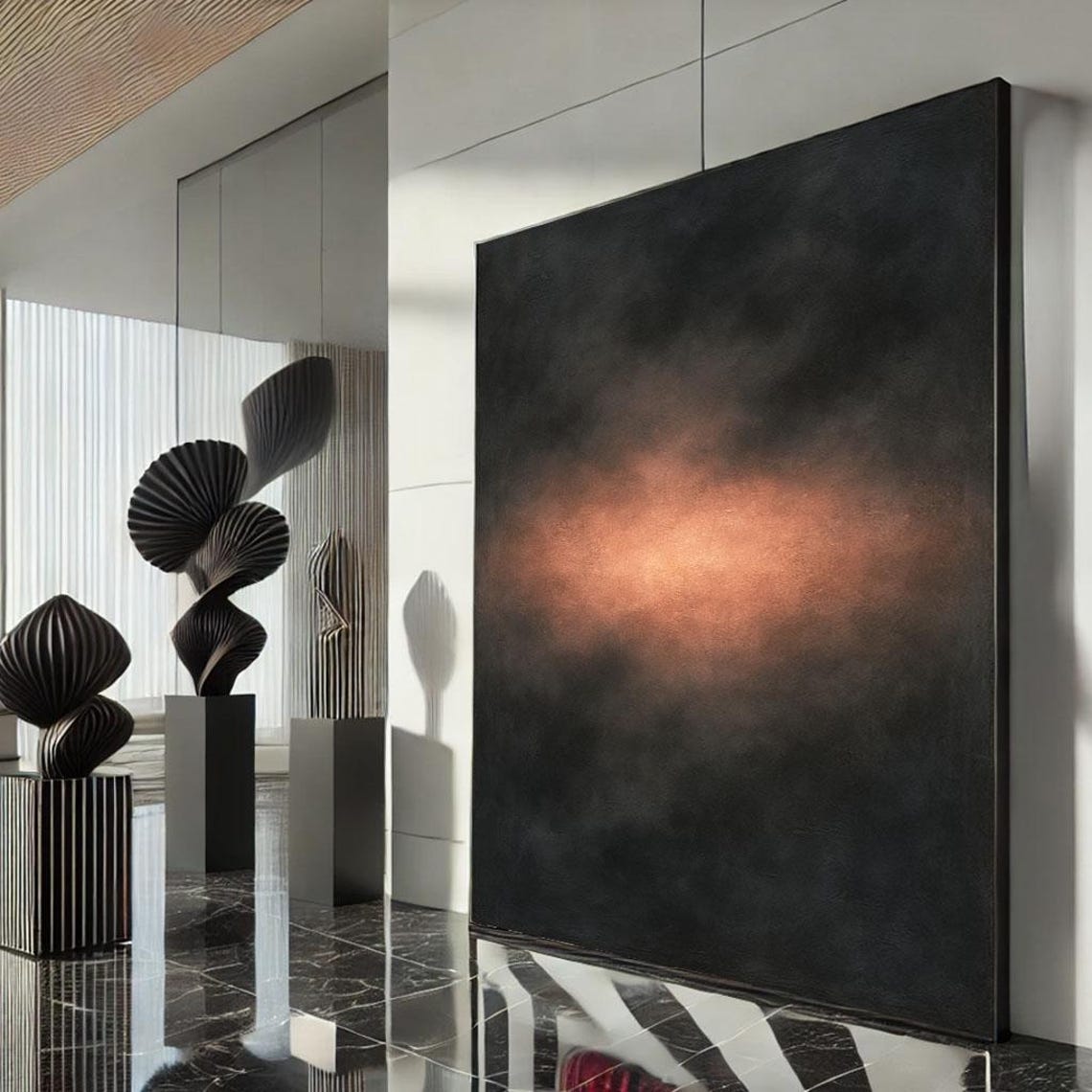 Black And Ember Orange Abstract Glow Dark Moody Statement Poster