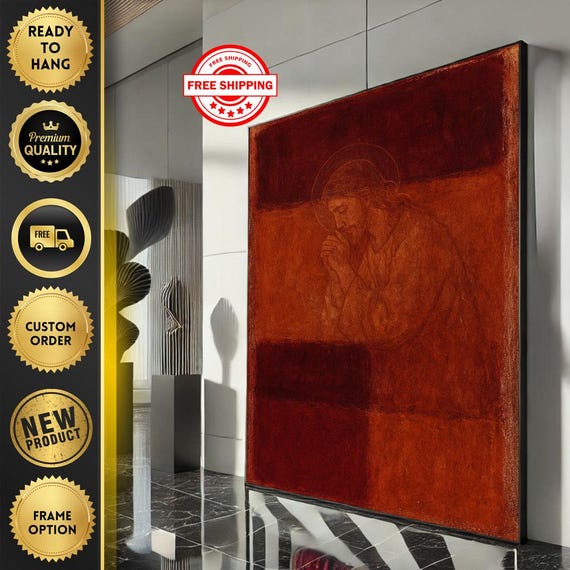 Mark Rothko Inspired Red And Orange Canvas Bold Color Field Painting For Modern Living Room Decor Ready To Hang