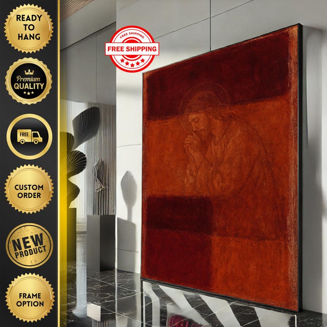 Red Orange Color Field Abstract Modern Warm Minimalist Art Poster