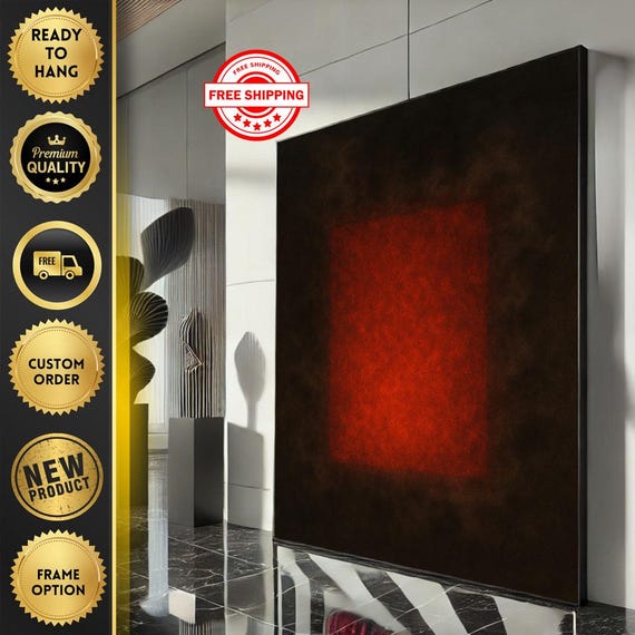 Mark Rothko Inspired Red And Black Canvas Bold Color Field Painting For Modern Living Room Decor Ready To Hang