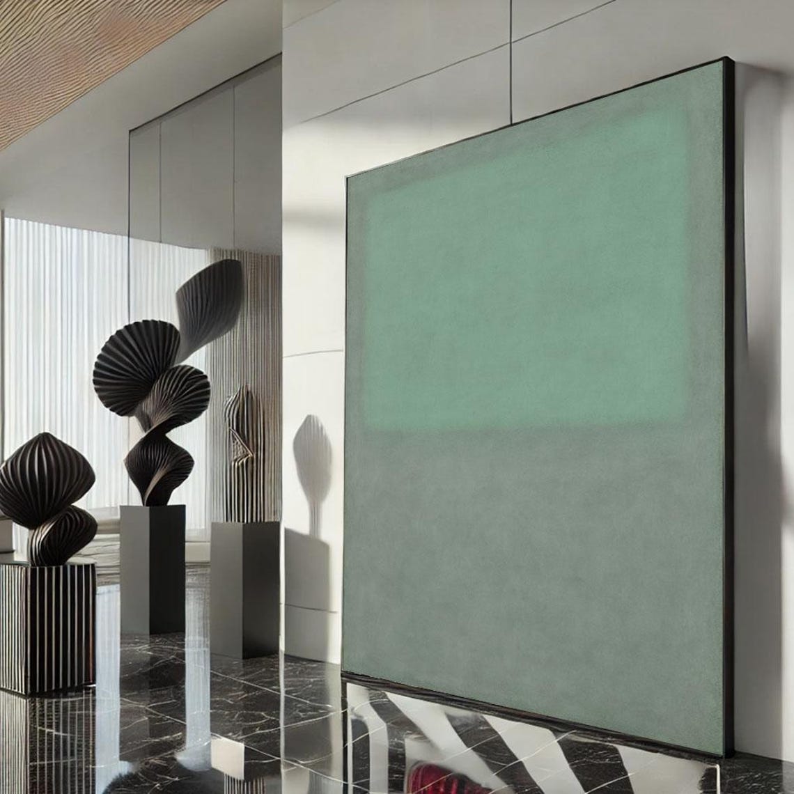 Rothko Style Green Grey Color Field Abstract Modern Art Poster
