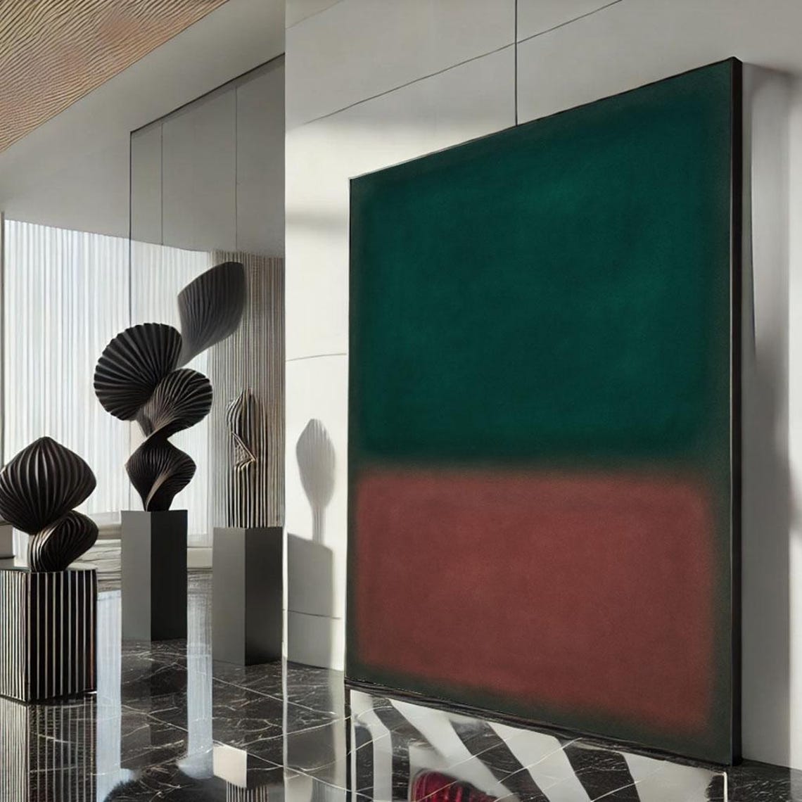 Emerald Green And Red Abstract Color Field Rich Jewel Tone Poster