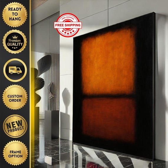Mark Rothko Inspired Orange And Red Canvas Bold Color Field Painting For Contemporary Homes