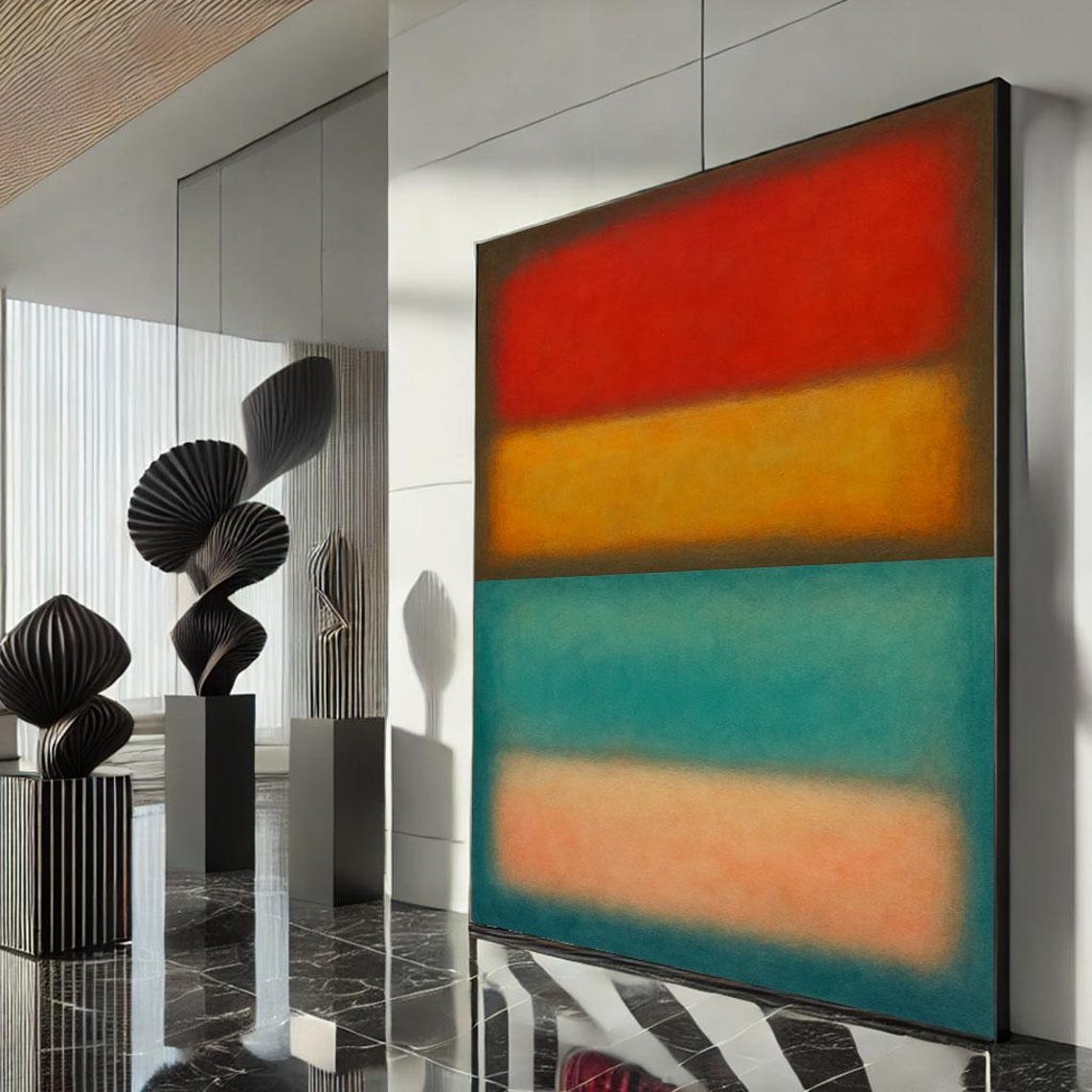 Rothko Style Color Field Abstract Red Orange Gold Teal Poster