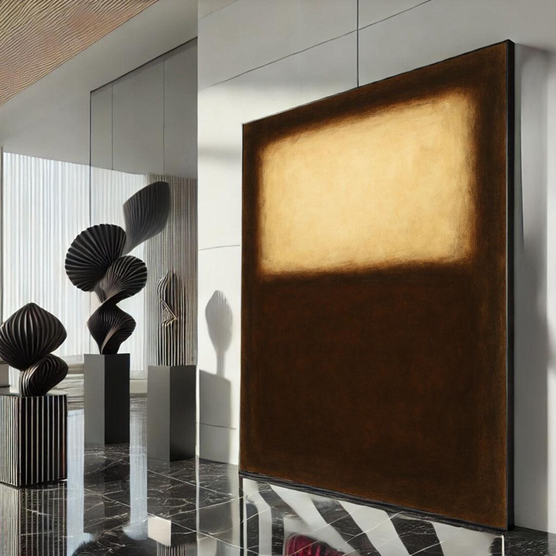 Gold And Brown Abstract Color Field Glowing Metallic Warm Art Poster