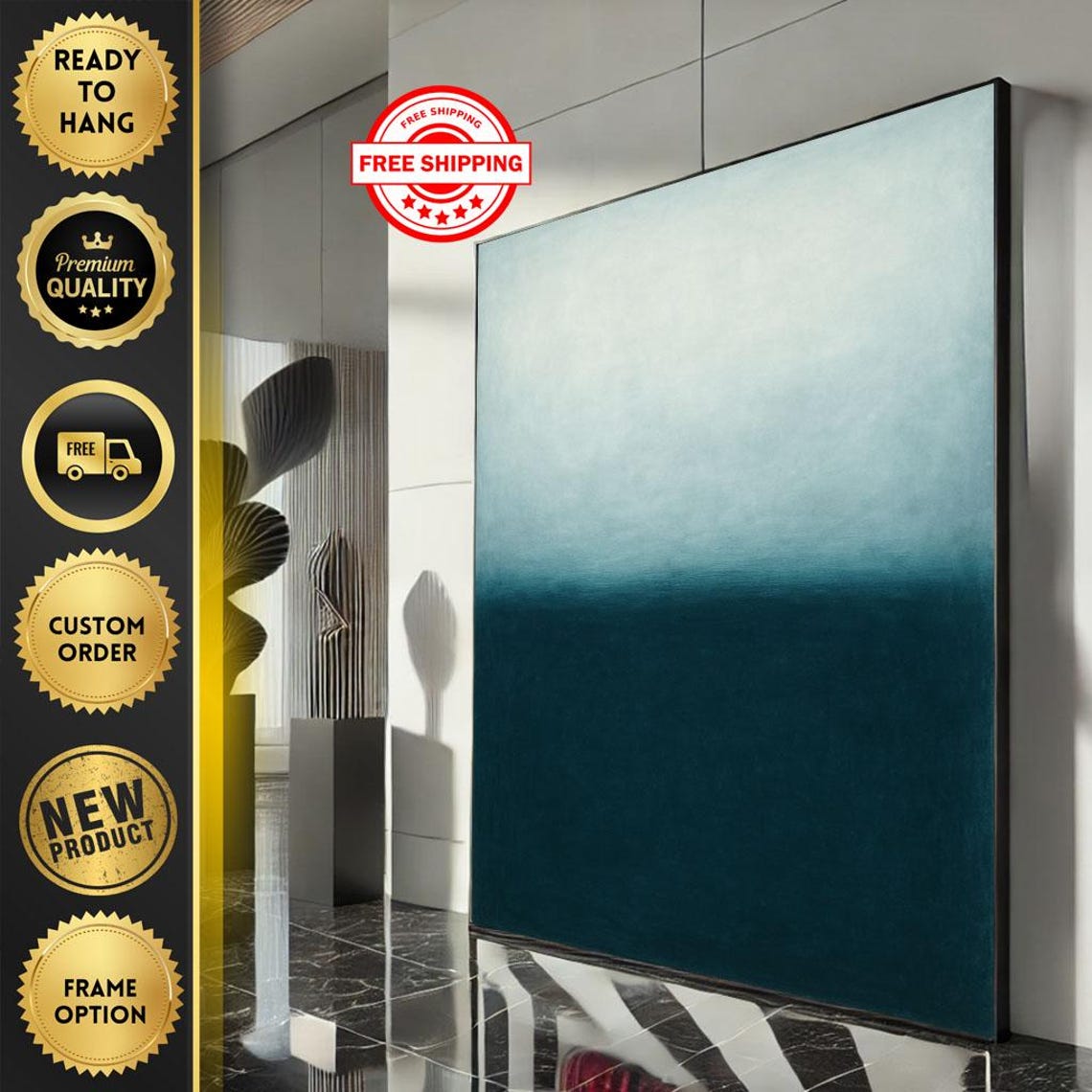 Blue Gradient Abstract From Pale Sky To Deep Teal Ocean Poster