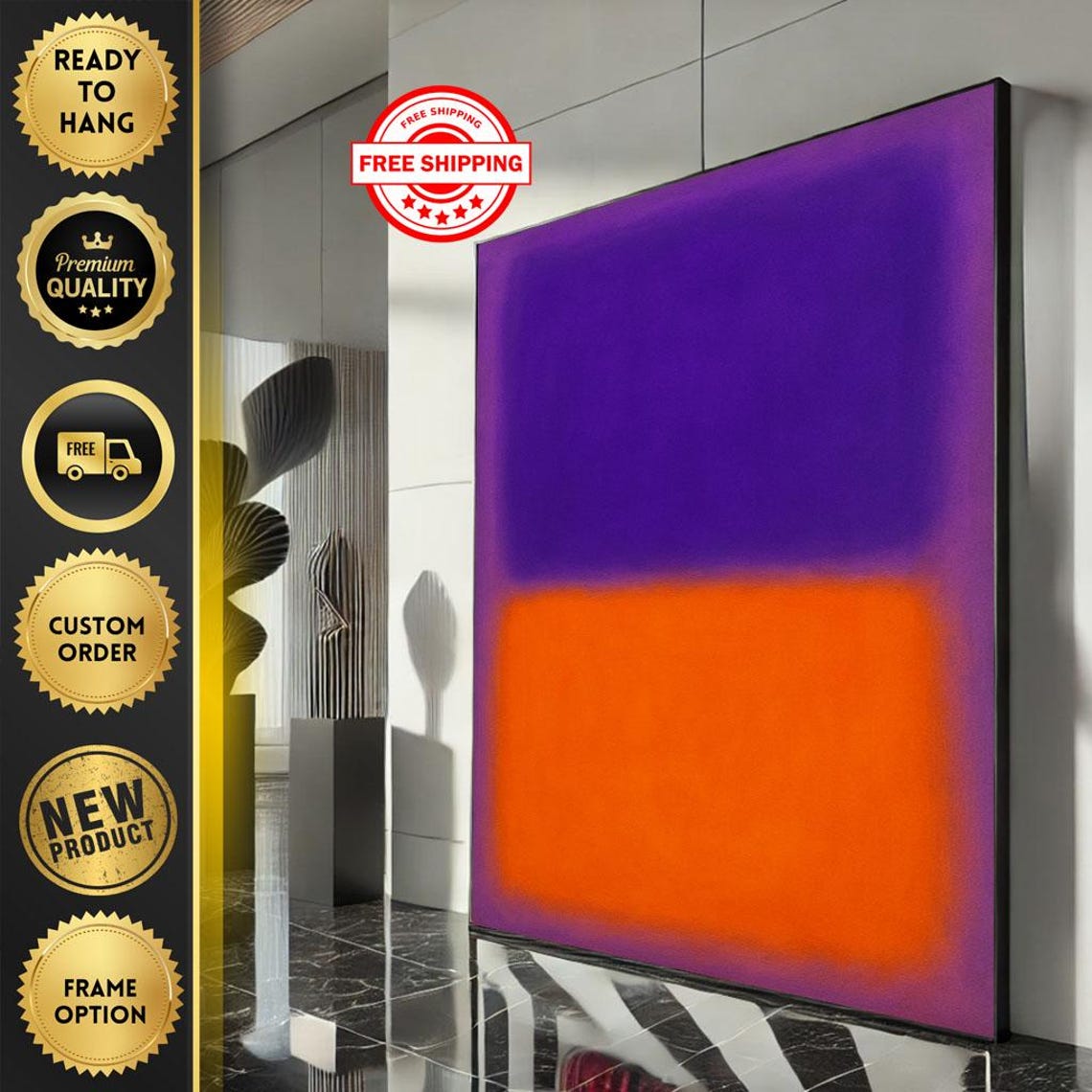Rothko-Style Vivid Purple and Bright Orange Color Field Poster