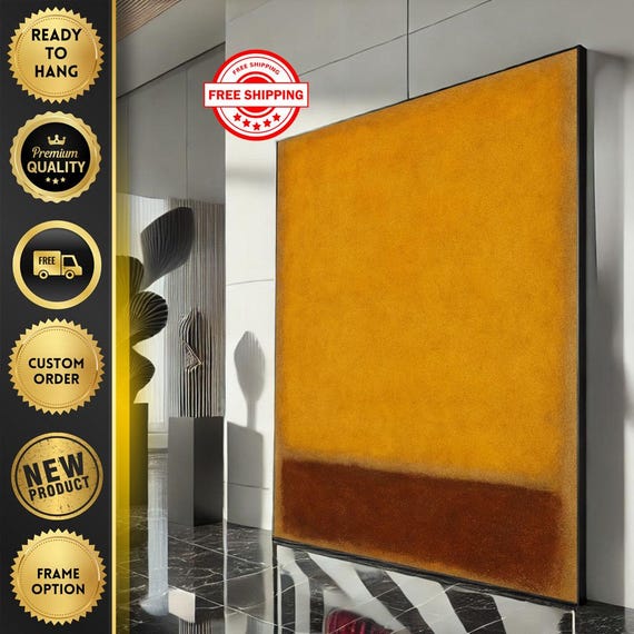 Mark Rothko Inspired Orange And Brown Canvas Bold Color Field Painting For Contemporary Homes