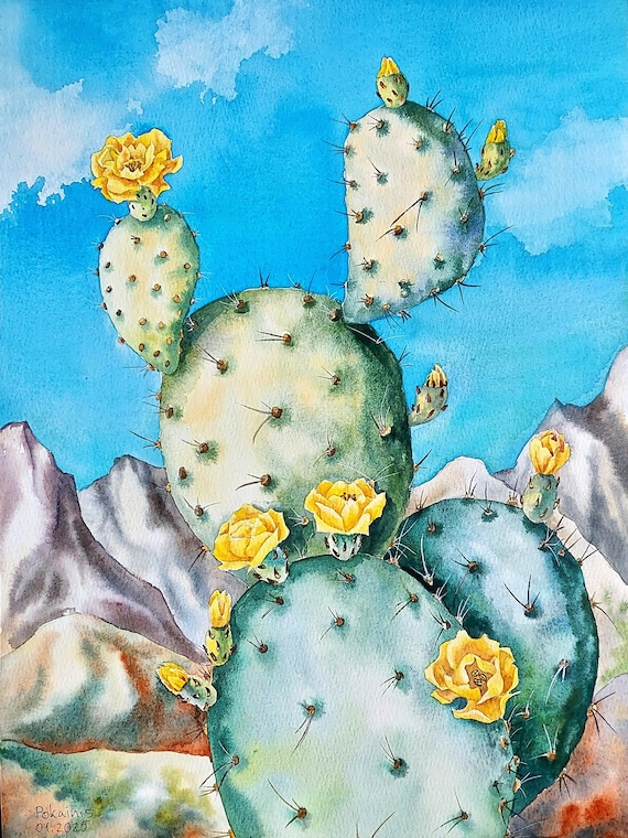 Cactus Watercolor Art Print, Botanical Wall Decor