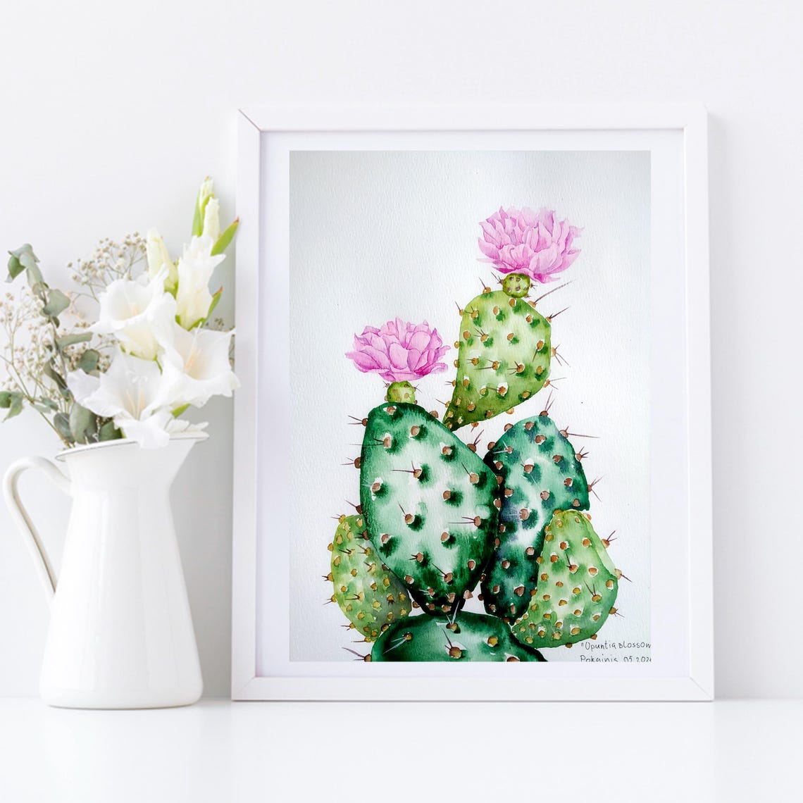 Opuntia Blossom Prickly Pear Cactus Pink Flowers Desert Poster - Image 2