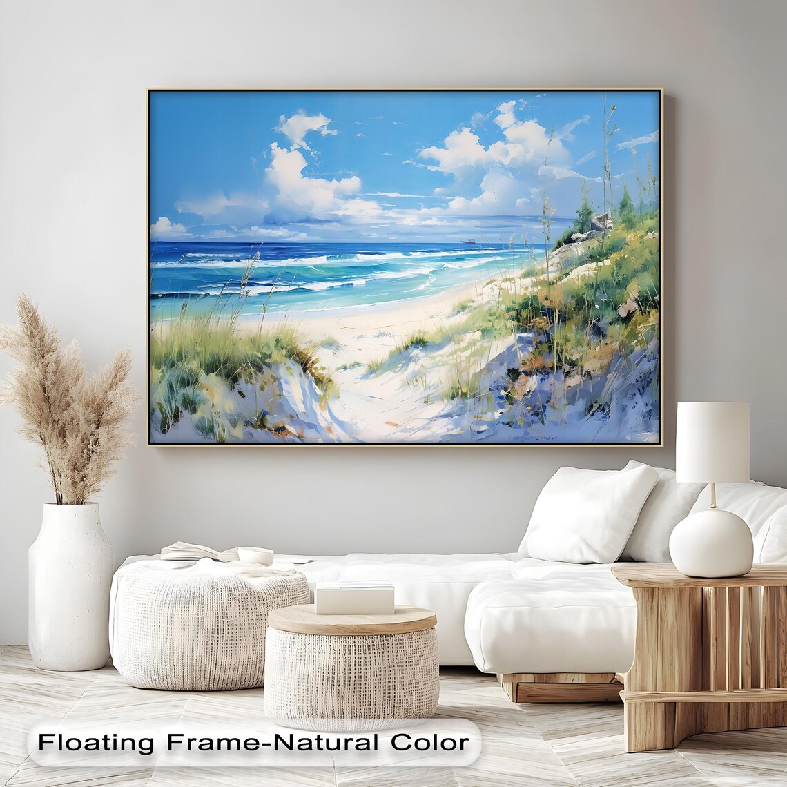 Beach Dunes With Sea Oats Serene Coastal Landscape Ocean View Painting Poster