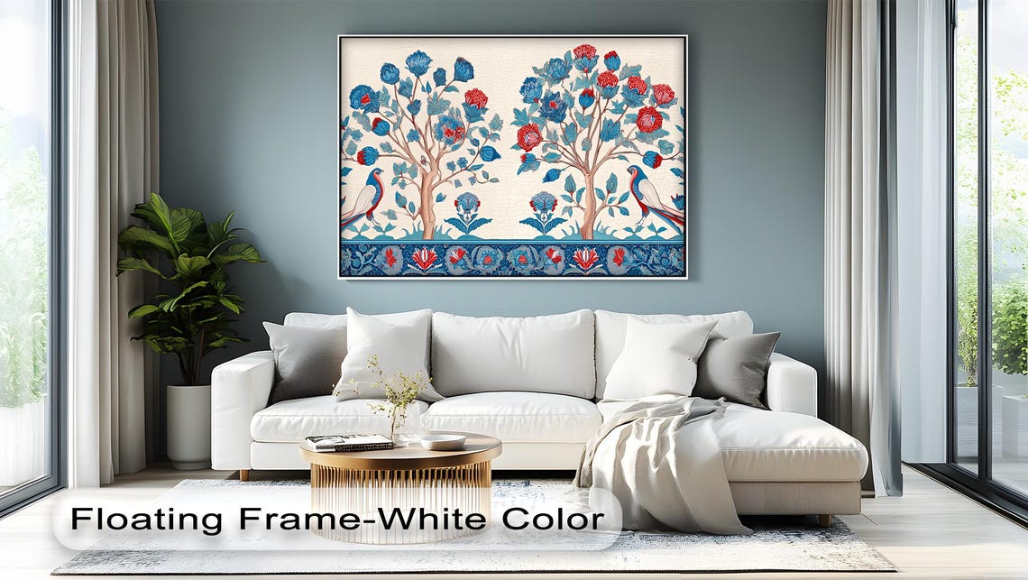 Floral Tree With Birds Ottoman Style Symmetrical Decorative Art Poster