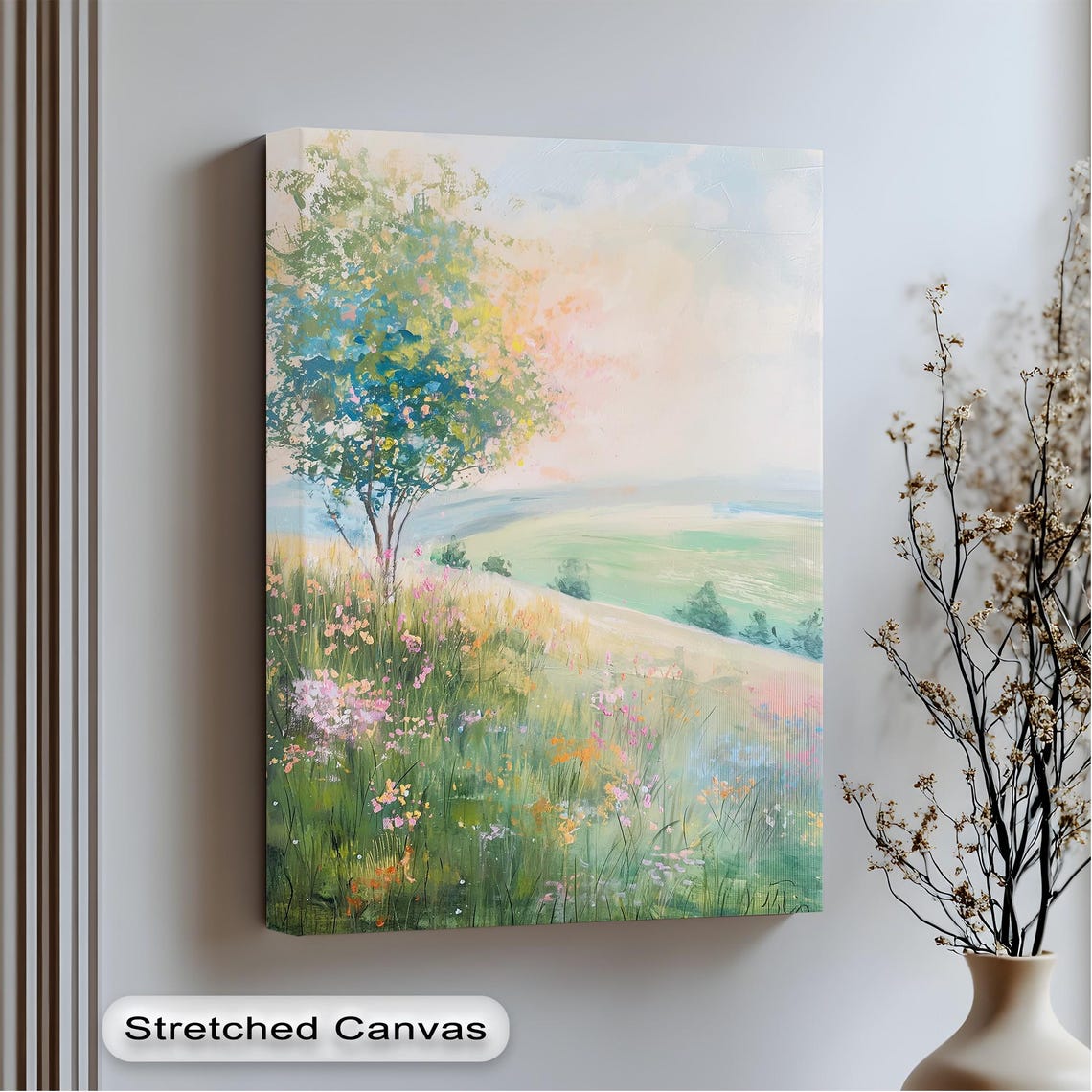 Summer Meadow Wildflowers Rolling Hills Impressionist Poster