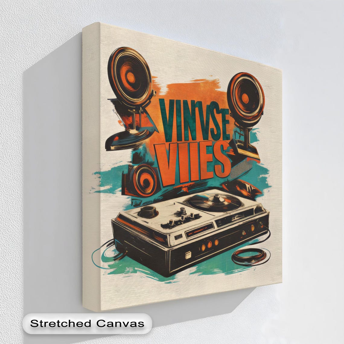 Retro Turntable Vinyl Vibes Vintage Music Lover Canvas Poster