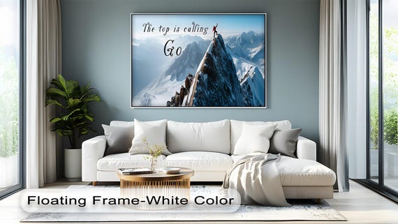Motivational Mountain Canvas Print Adventure Quote Wall Art With Natural Frame
