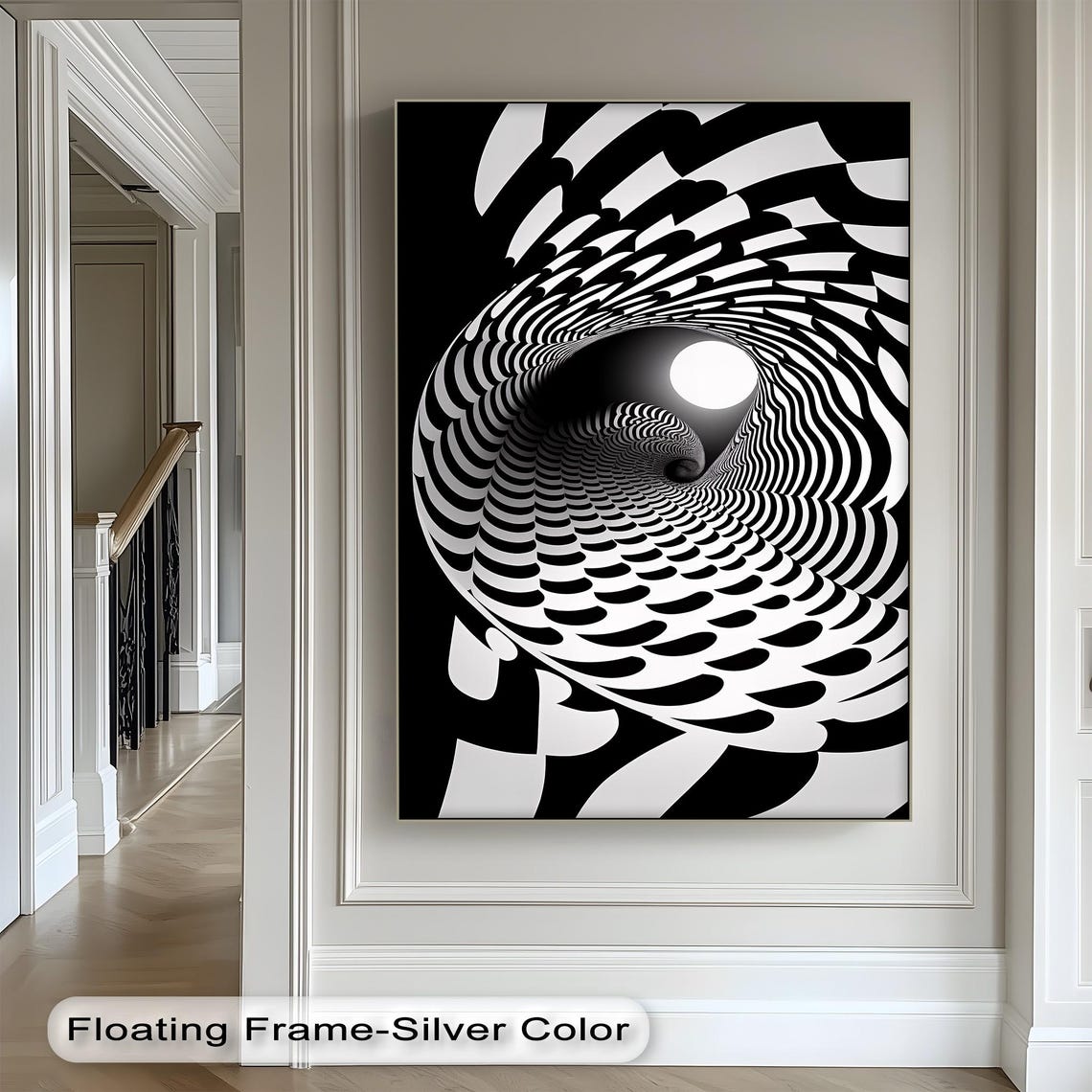 Striped Tunnel Optical Illusion Black And White Hypnotic Vortex Poster