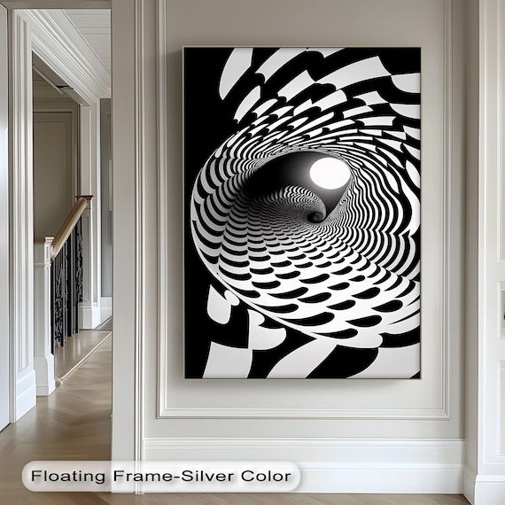 Striped Tunnel Optical Illusion Black And White Hypnotic Vortex Poster