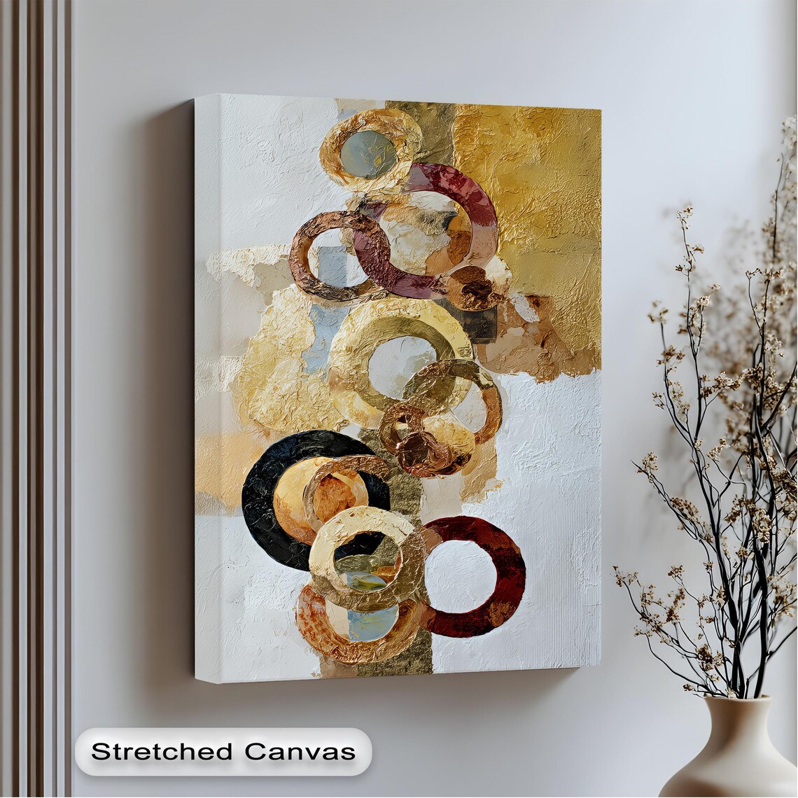 Abstract Circle Canvas Wall Art Modern Geometric Print With Anthracite Frame