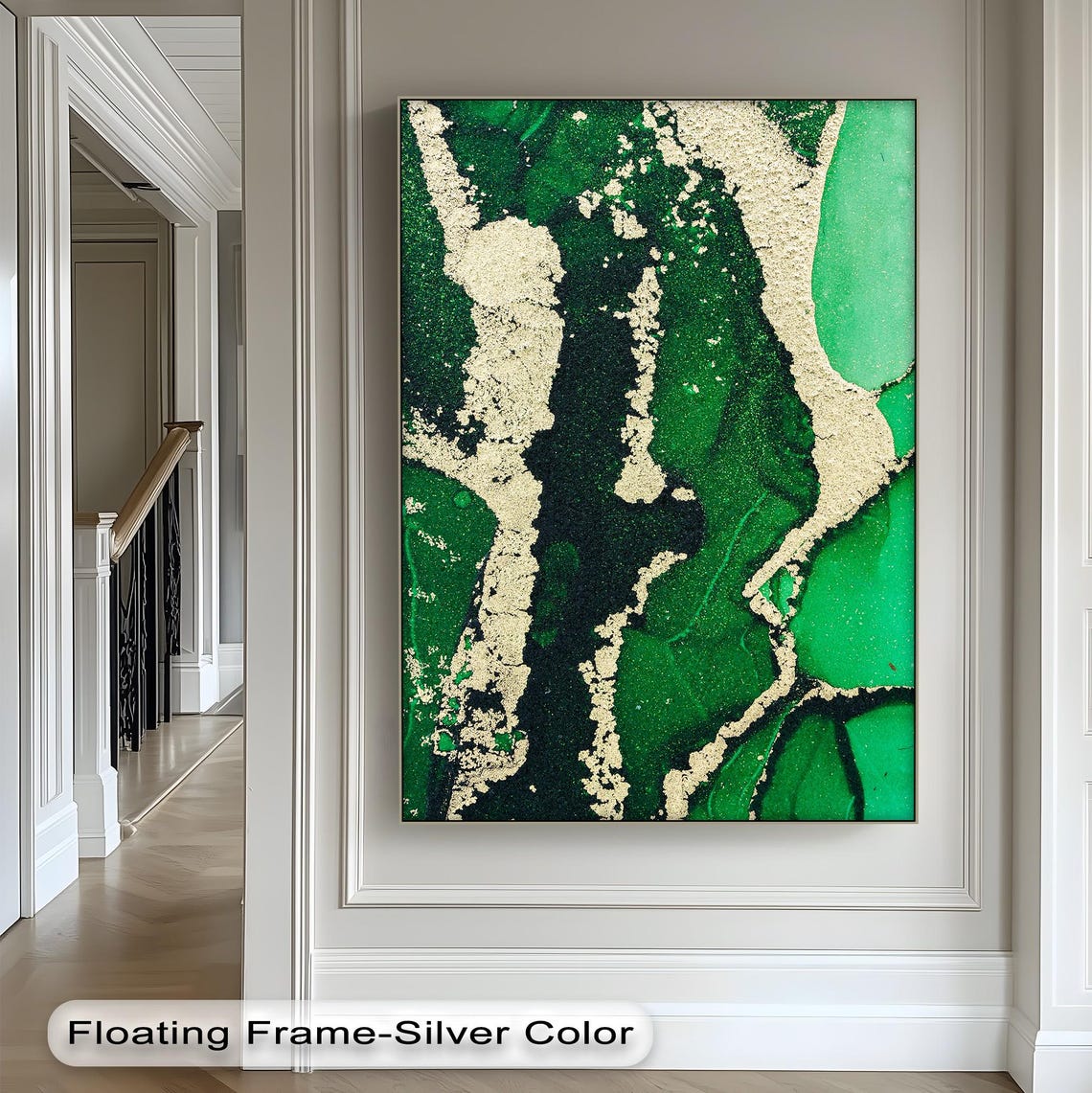 Emerald Green And Gold Abstract Marble Modern Canvas Wall Art