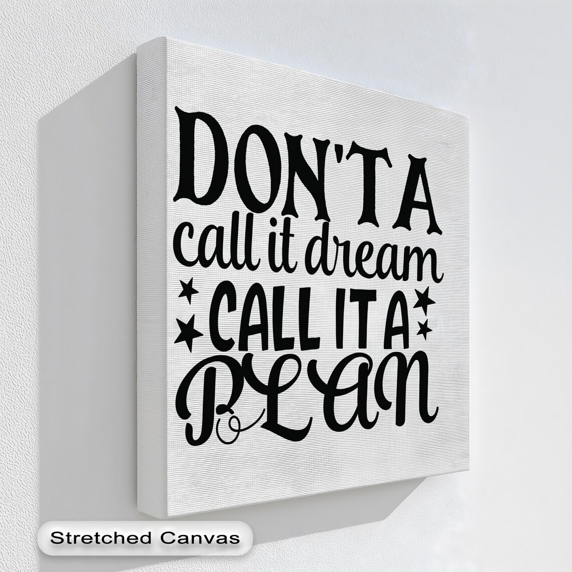 Motivational Canvas Wall Art Black White Quote Floating Frame