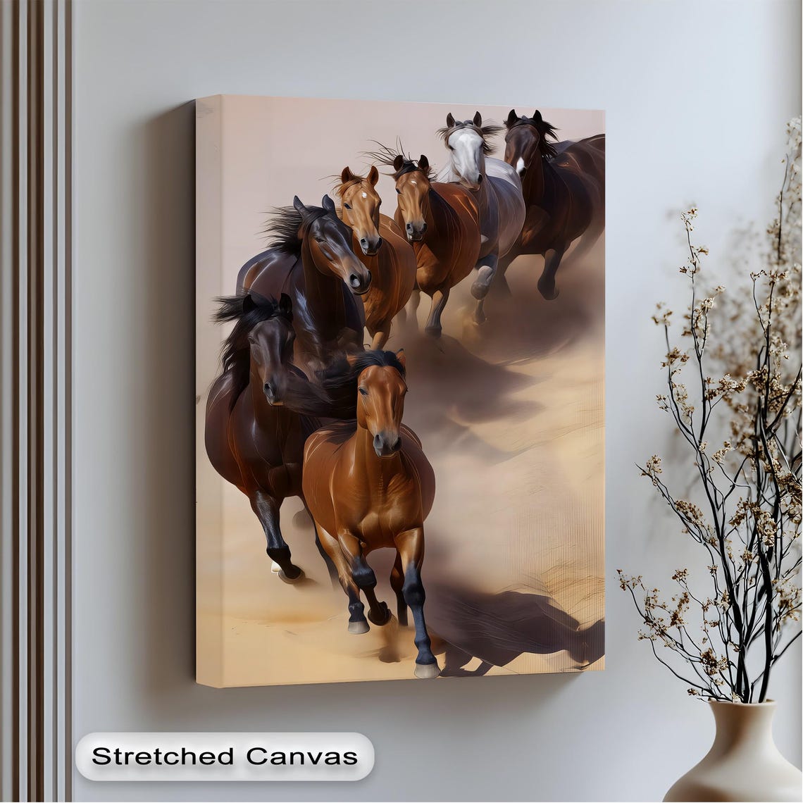 Galloping Horse Herd Dusty Trail Western Equestrian Wall Art