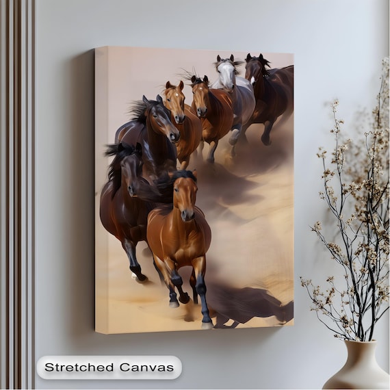 Galloping Horse Herd Dusty Trail Western Equestrian Wall Art