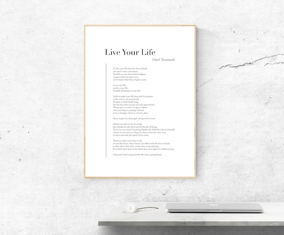 Live Your Life Chief Tecumseh Poem Minimalist Typography Poster