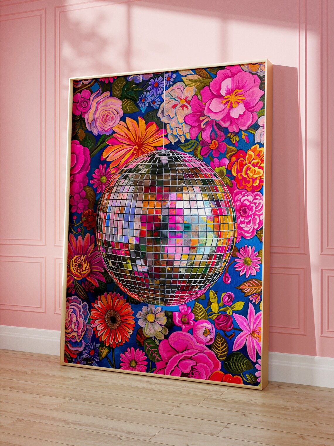 Disco Ball Botanical Oil Painting Poster Print