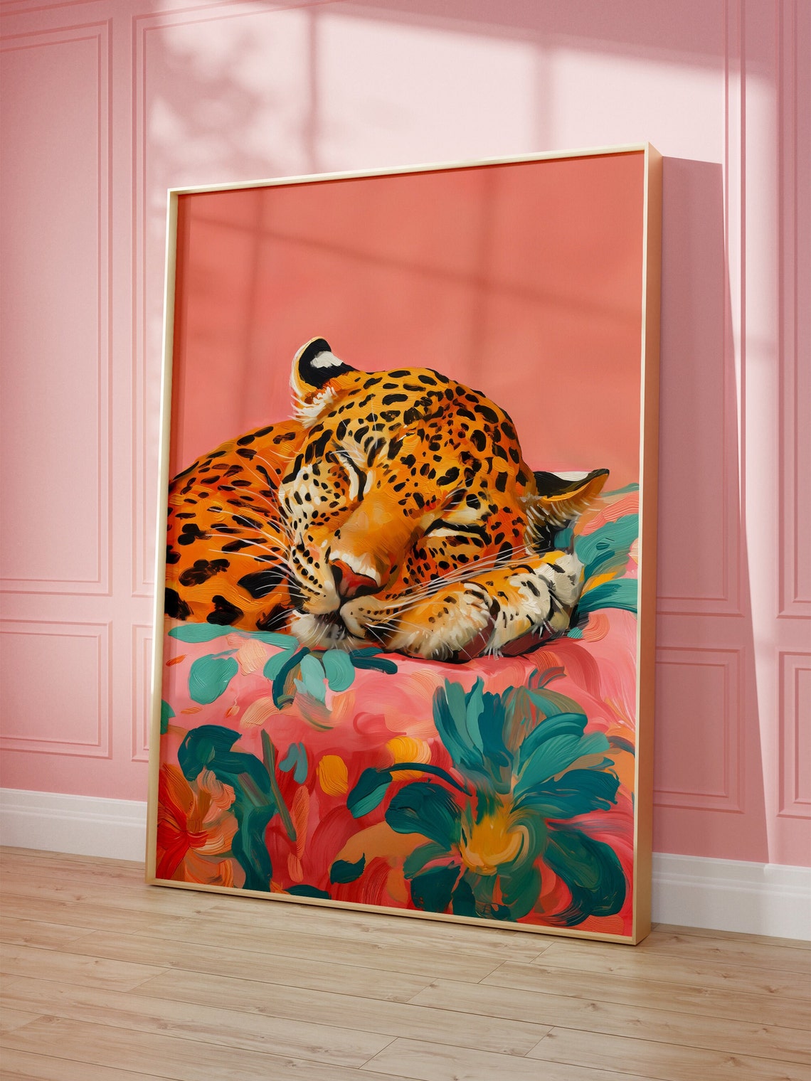 Sleeping Leopard - Maximalist Oil Painting
