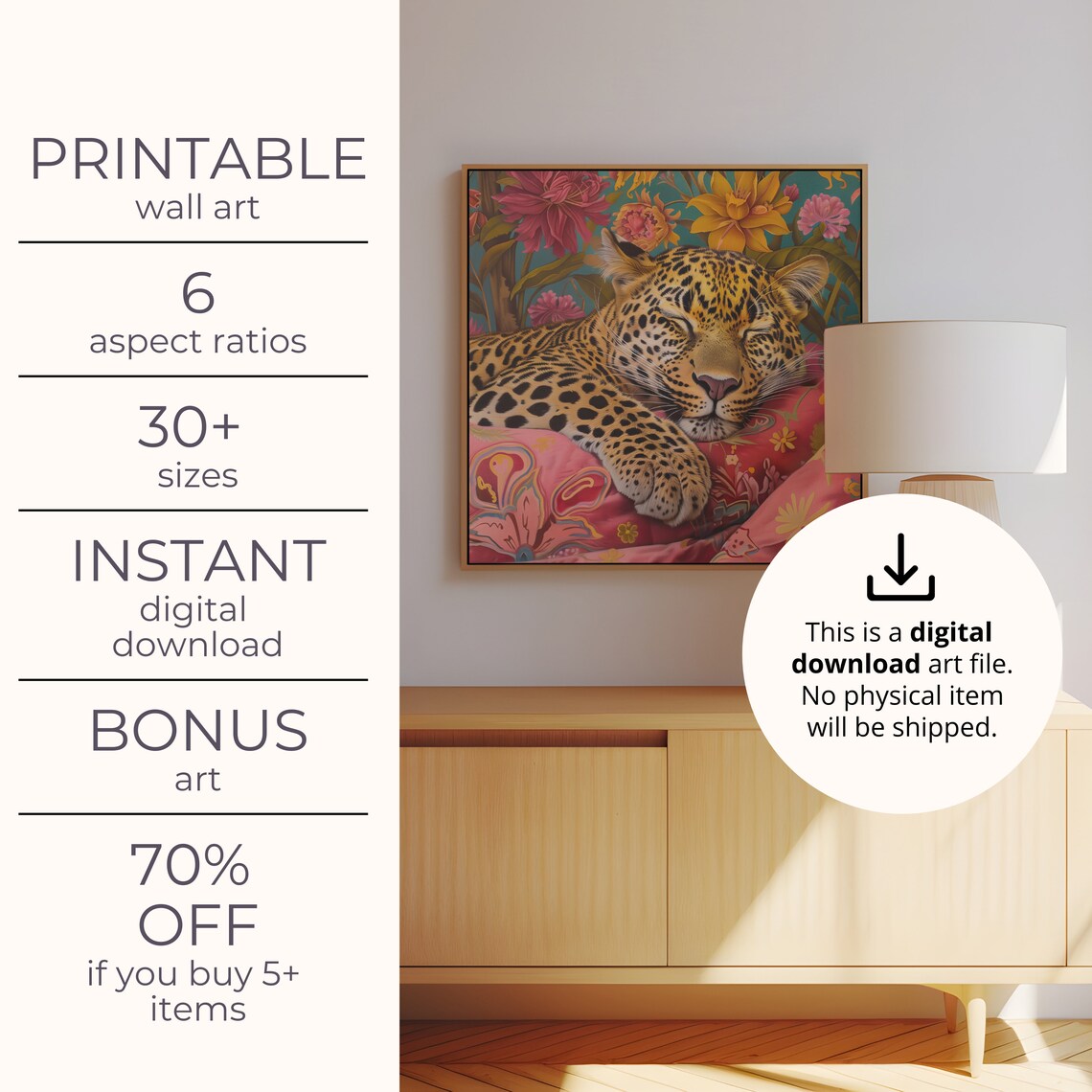 Sleeping Leopard, Maximalist Oil Painting Poster - Image 4