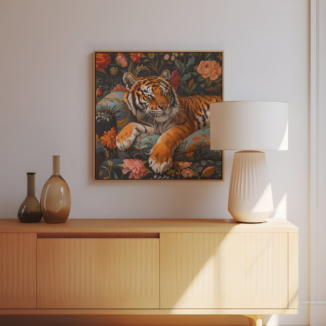 Tiger Sleeping On A Couch, Maximalist Oil Painting - Image 5