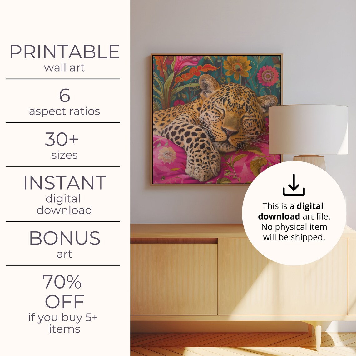 Sleeping Leopard, Maximalist Oil Painting Poster - Image 4