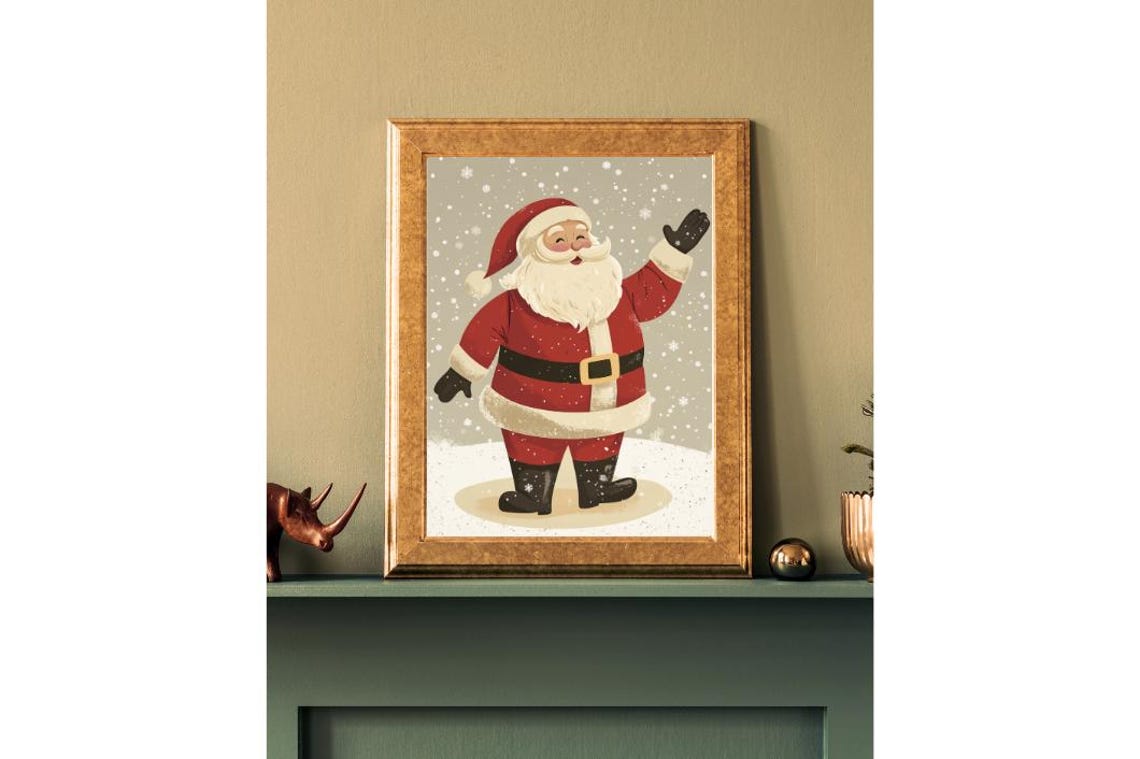 Vintage Christmas Print Vintage Santa Claus In The Snow Christmas Print Vintage Holiday Print Farmhouse Christmas - Image 4