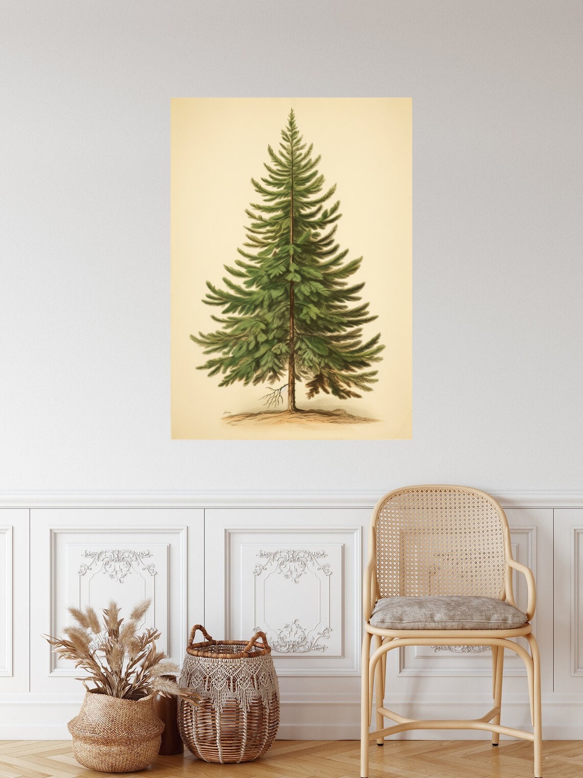 Vintage Botanical Fir Tree Illustration Christmas Evergreen Poster - Image 4
