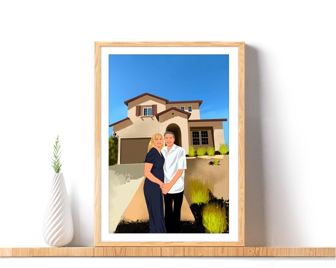 Custom House Portrait Art Print, Realtor Closing Gift
