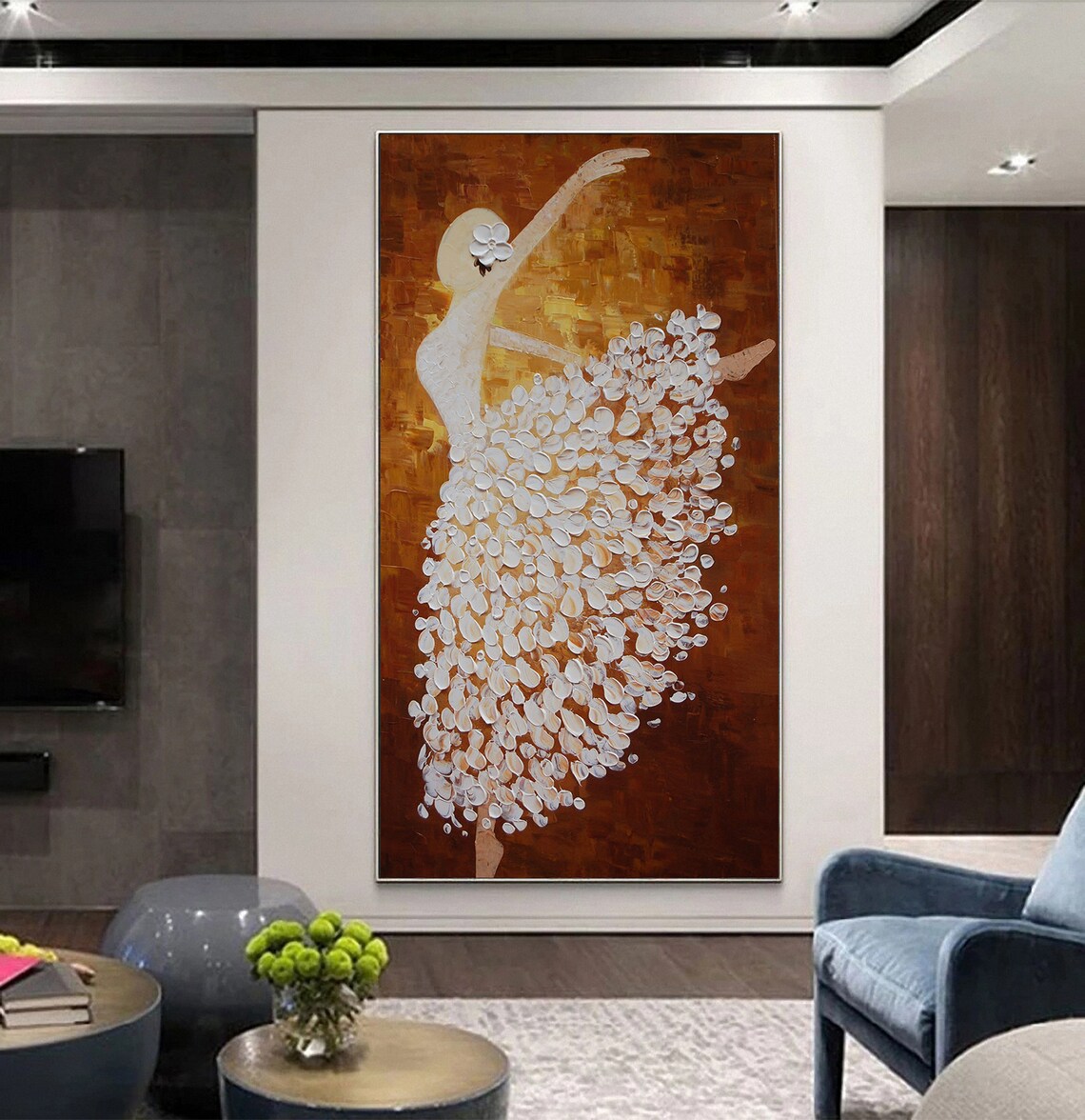 Ballerina Oil Painting, Living Room Art Print - Image 4
