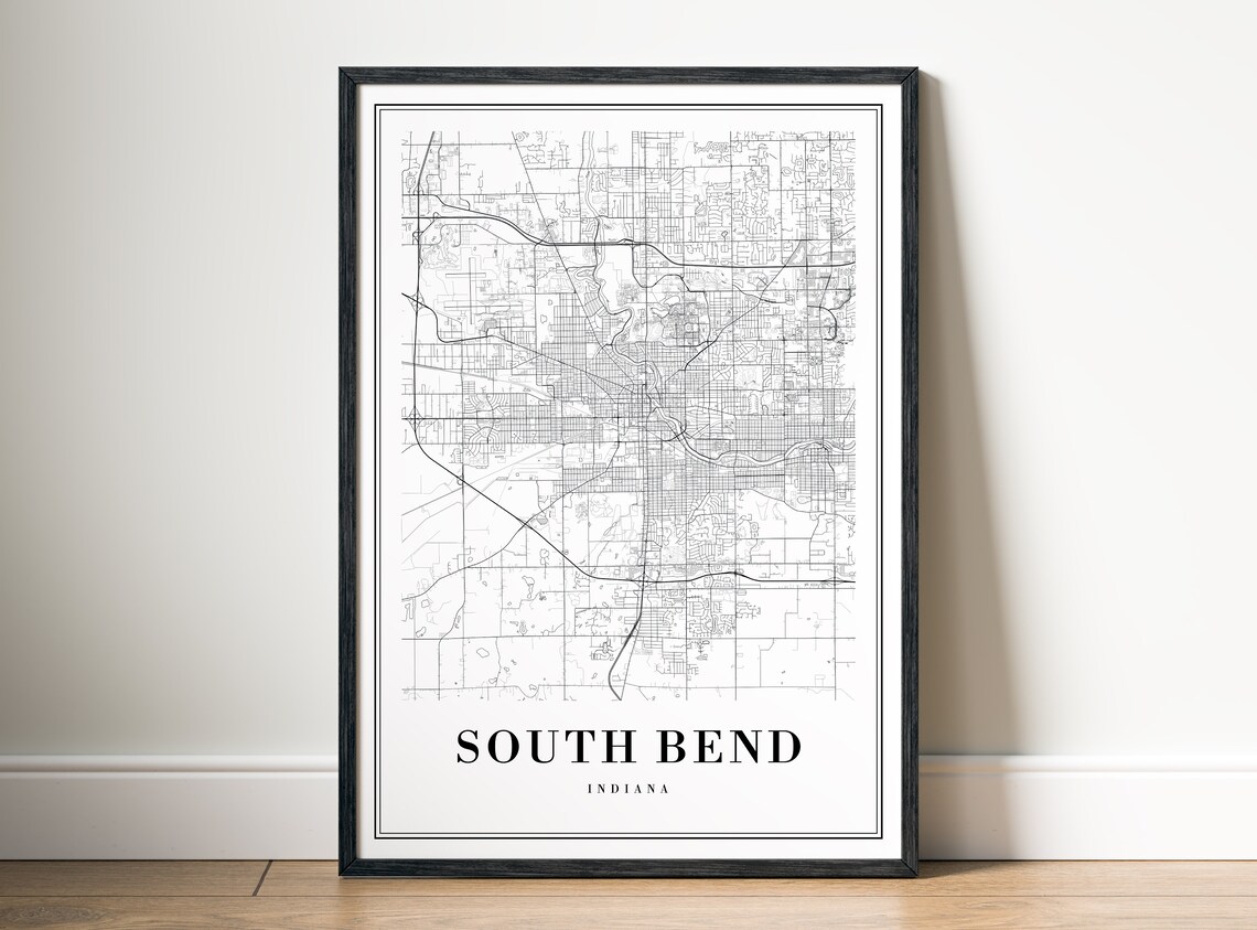 South Bend Indiana Classic Midwest City Street Map Travel Poster - Image 5