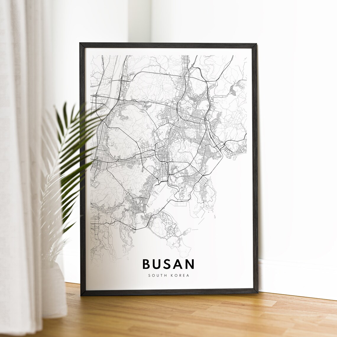 Busan South Korea Minimalist Black and White City Map Poster - Image 2