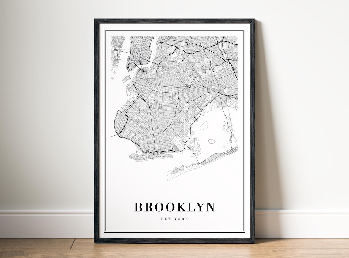 Brooklyn NY City Map, New York Minimalist Art Print