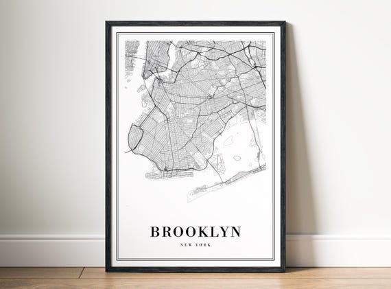 Brooklyn NY City Map, New York Minimalist Art Print
