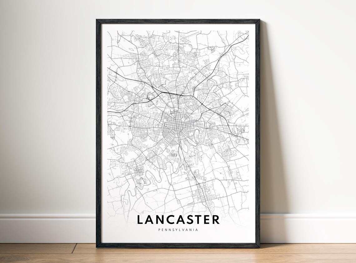 Lancaster Pa Black And White Poster Print
