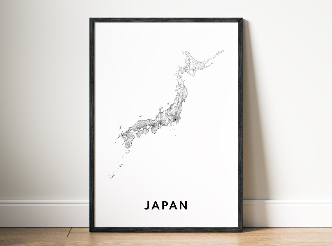 Japan Map Poster, Black and White Travel Map - Image 5