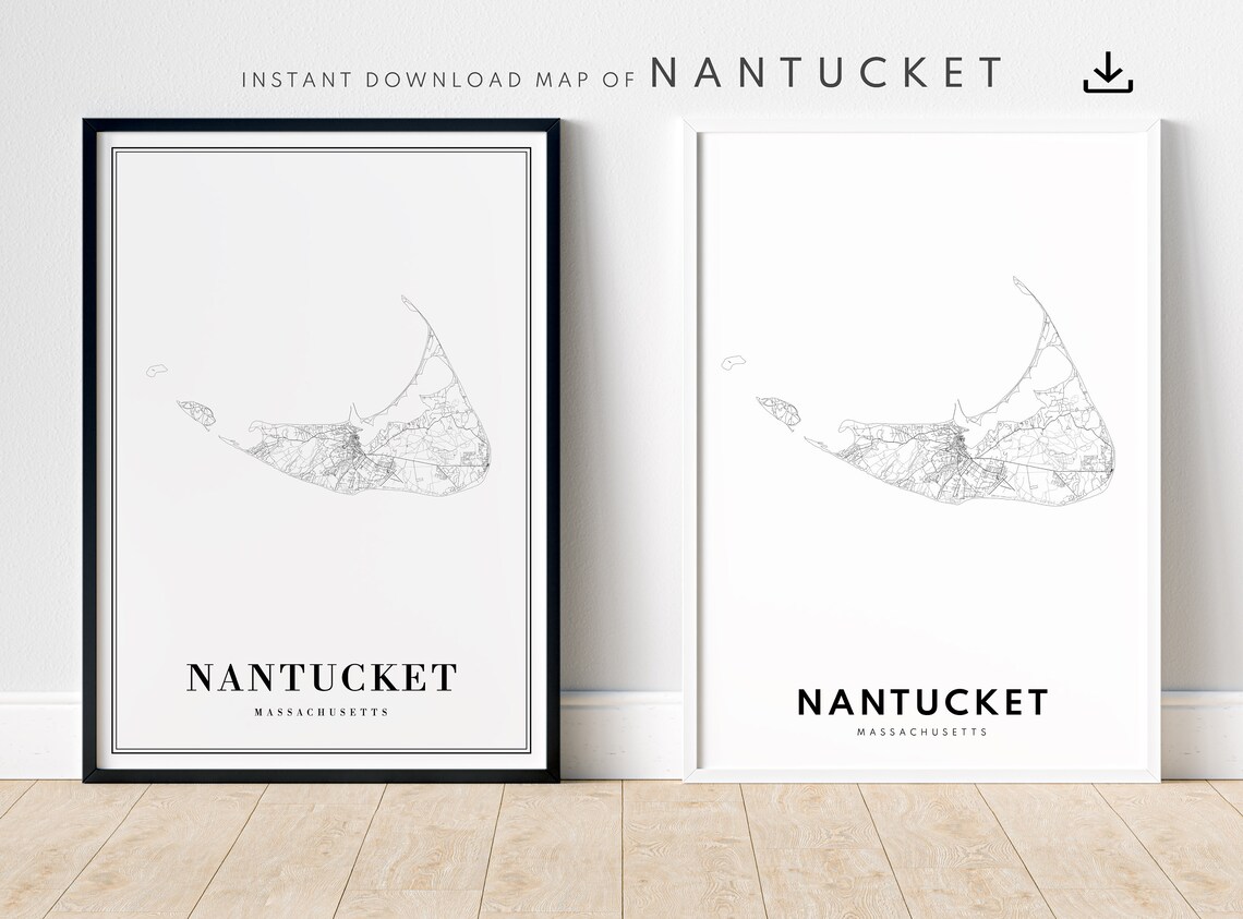 Nantucket Massachusetts Island Outline Minimalist Map Poster - Image 5