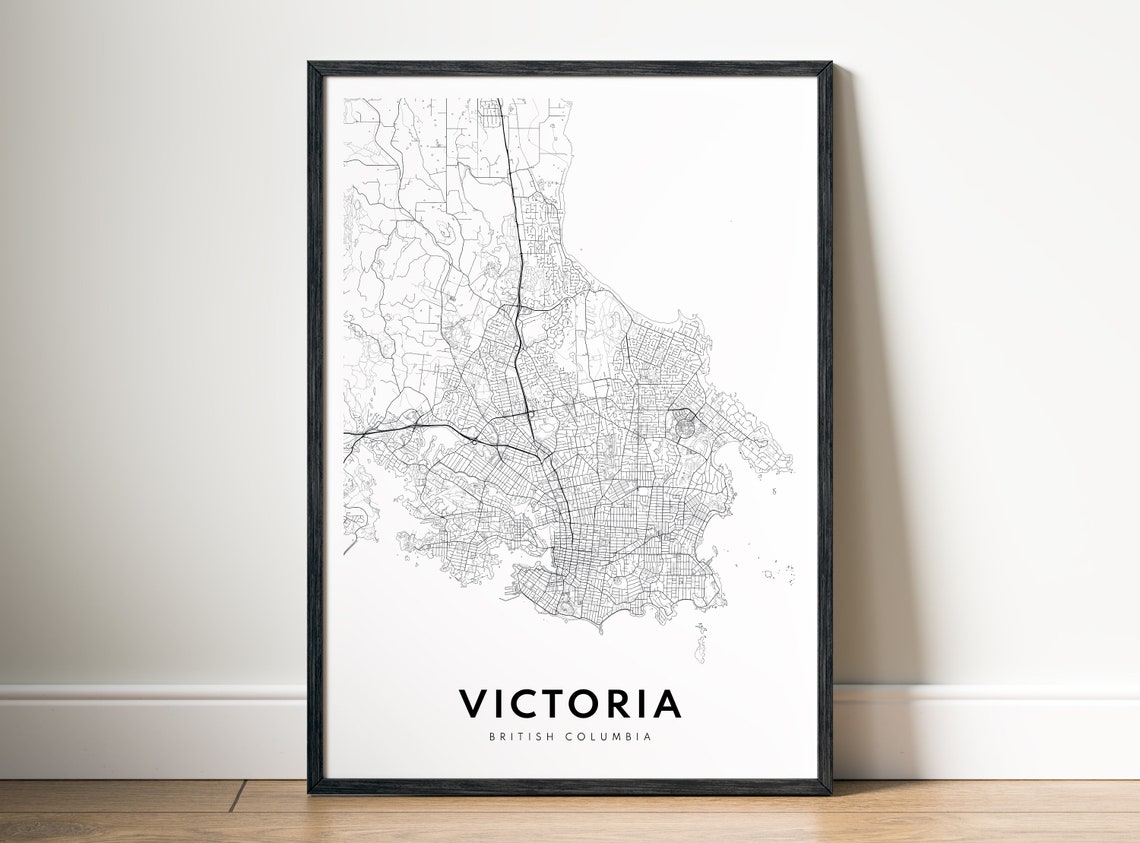 Minimalist Victoria British Columbia Black and White Map Poster