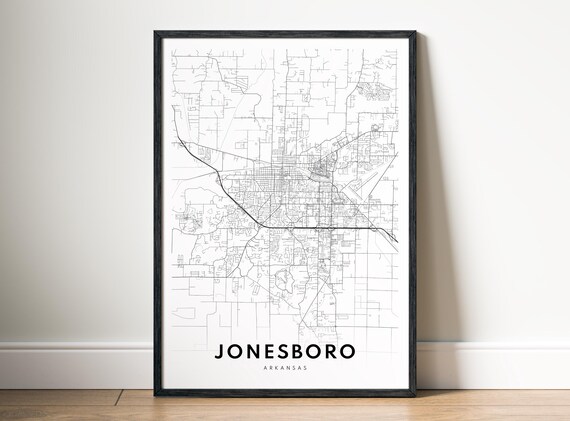 Jonesboro Ark City Map Poster Arkansas Black And White Print